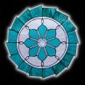 Stained Glass Meditation Window in Teal