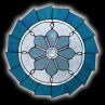 Stained Glass Meditation Window in Steel Blue