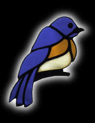 stained glass blue bird suncatcher