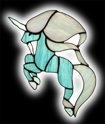 Leaping Unicorn suncatcher stained glass Unicorn suncatcher