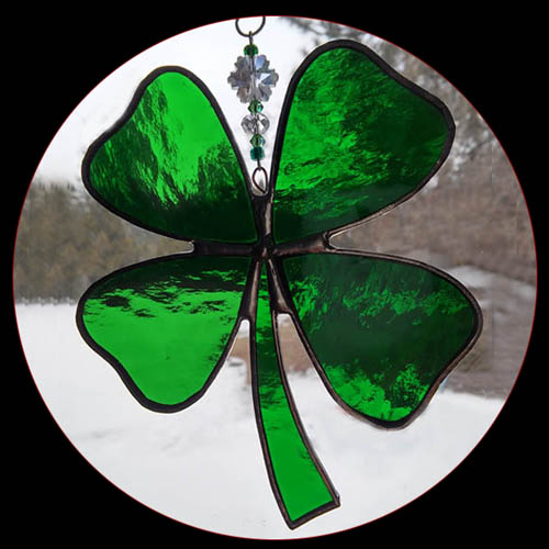 stained glass Four Leaf Clover Suncatcher